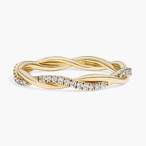 14k yellow gold and diamond twist wedding ring