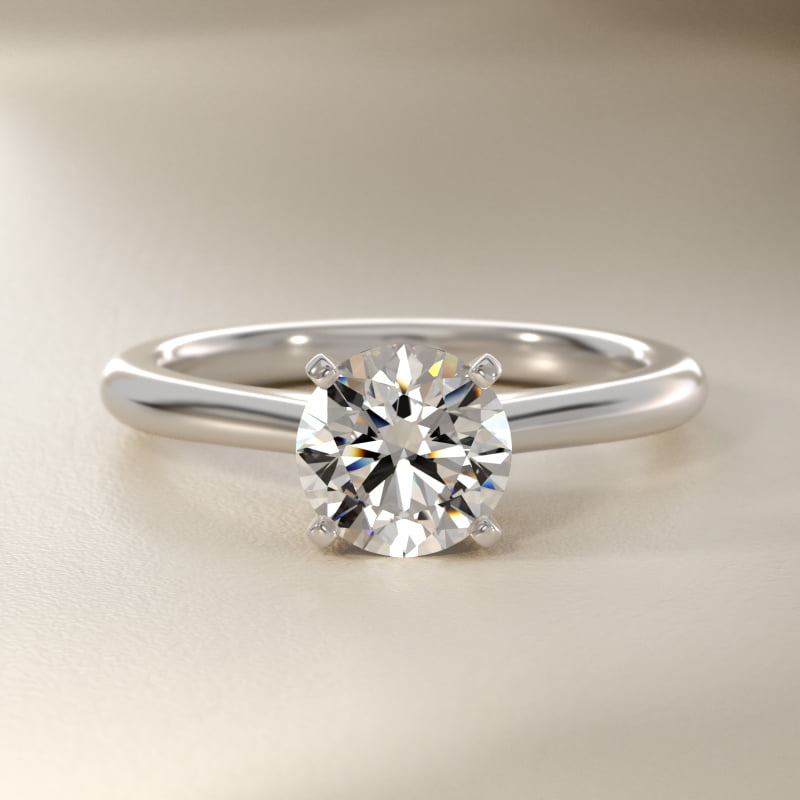 Round 1 CT Certified Diamond Petite Solitaire Engagement Ring In 14K White Gold
