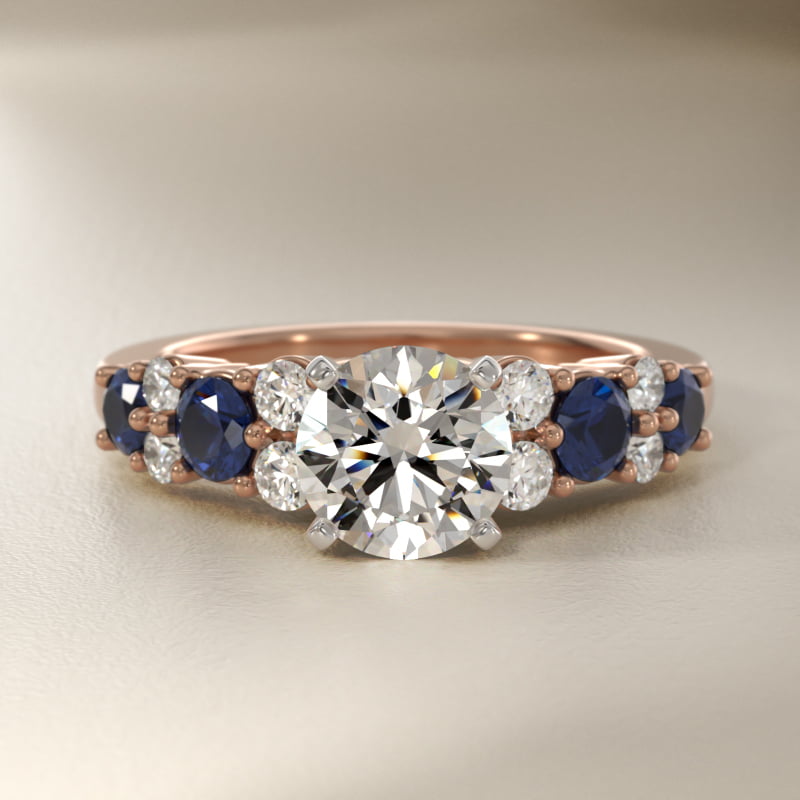 Garland Sapphire and Diamond Engagement Ring in 14k Rose Gold