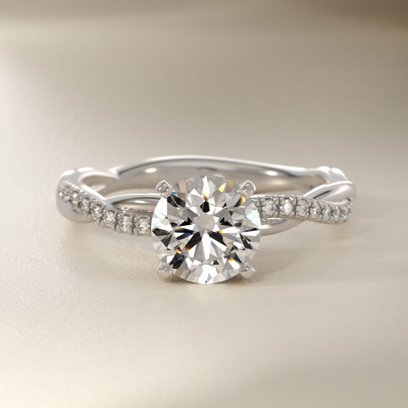 Petite Twist Diamond Engagement Ring in 14k White Gold (1/10 ct. tw.)