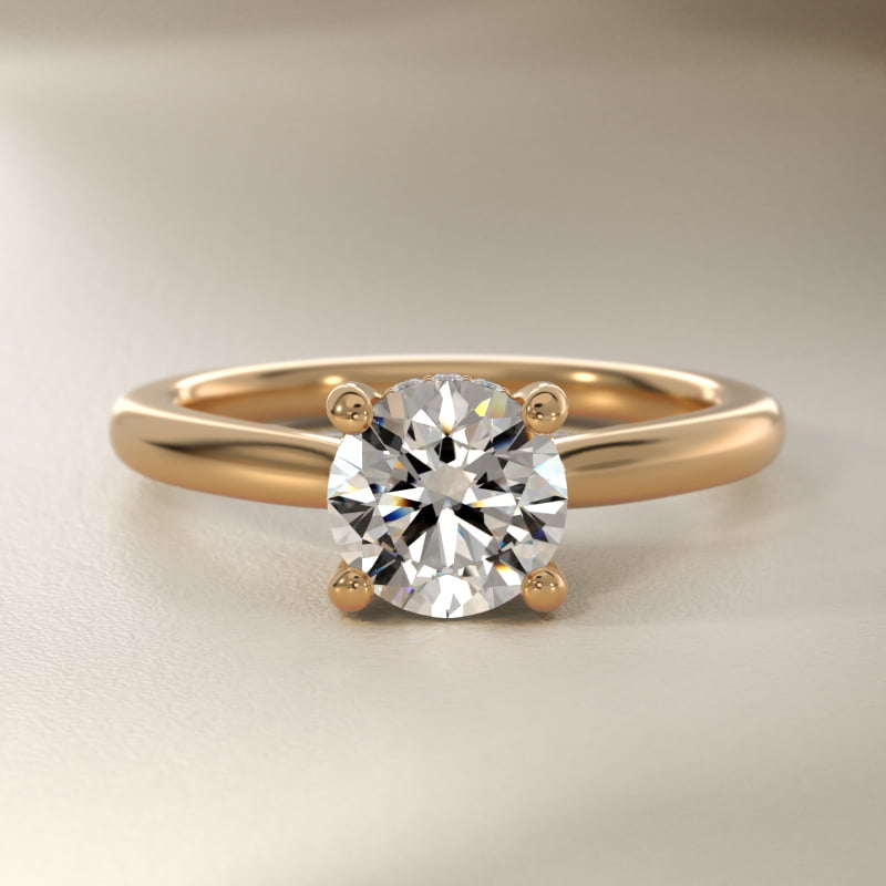 Petite Hidden Halo Solitaire Plus Diamond Engagement Ring in 14k Yellow Gold