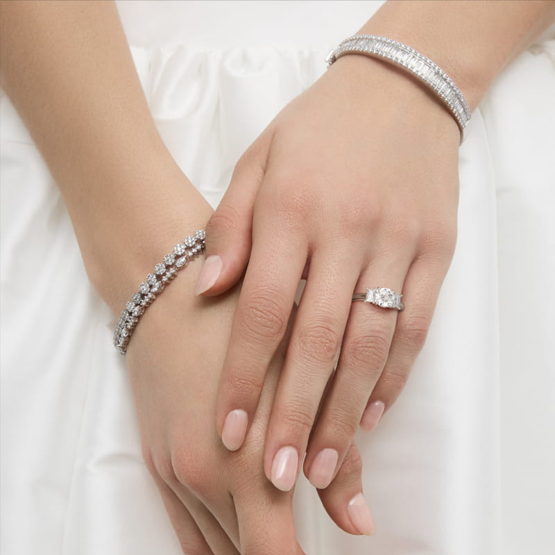 Three-Stone Elongated Princess Diamond Engagement Ring in 14K White Gold (1/2 ct. tw.)