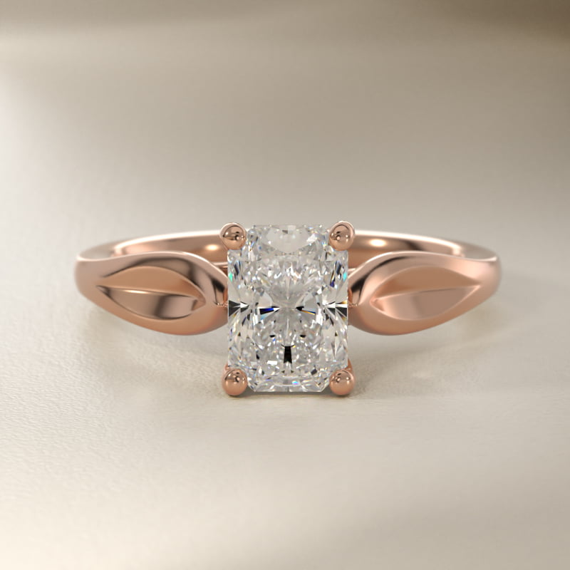 Leaf Solitaire Engagement Ring in 14k Rose Gold