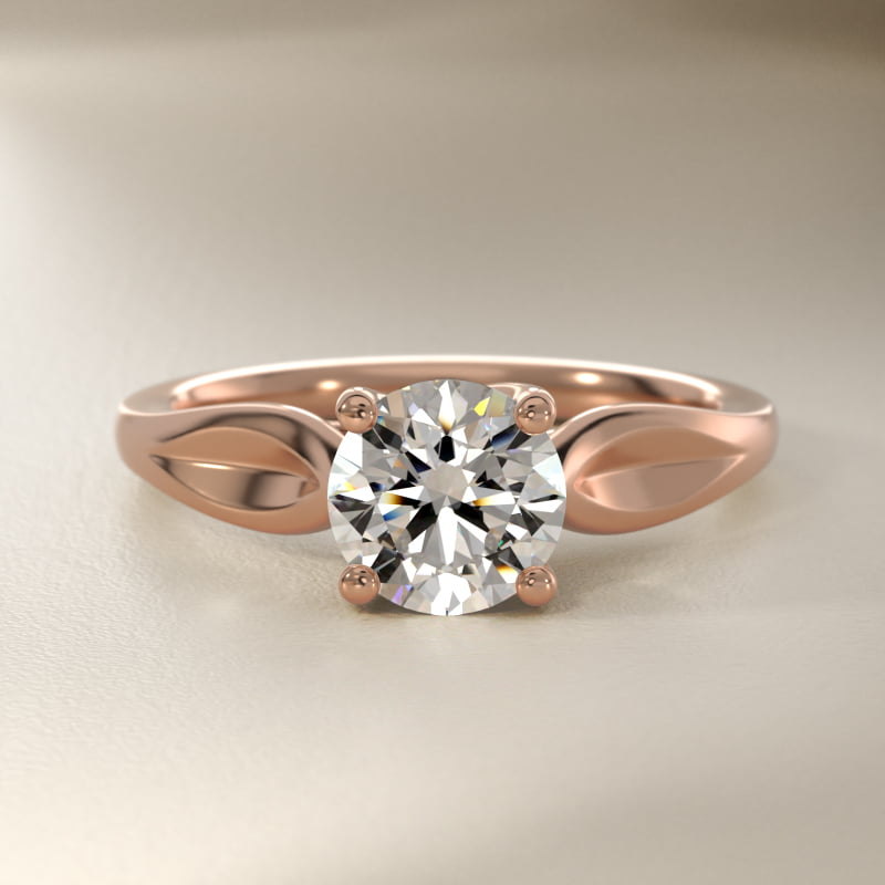 Leaf Solitaire Engagement Ring in 14k Rose Gold