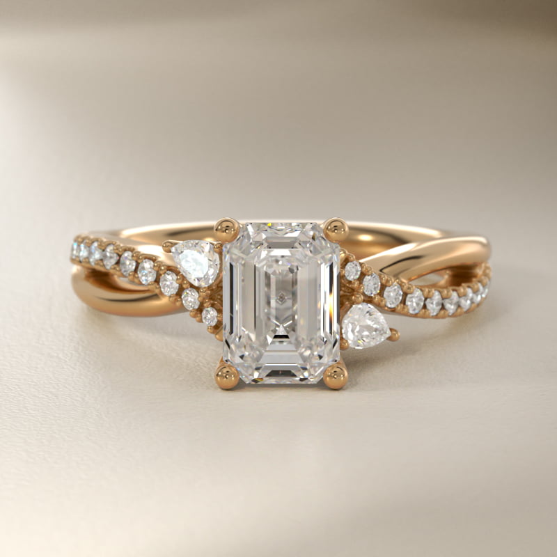 Romantic Diamond Floral Asymmetrical Twist Engagement Ring in 14k Yellow Gold (1/4 ct. tw.)