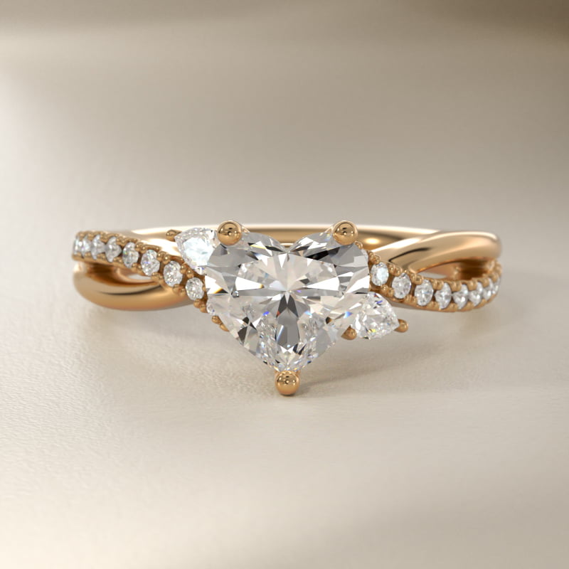 Romantic Diamond Floral Asymmetrical Twist Engagement Ring in 14k Yellow Gold (1/4 ct. tw.)
