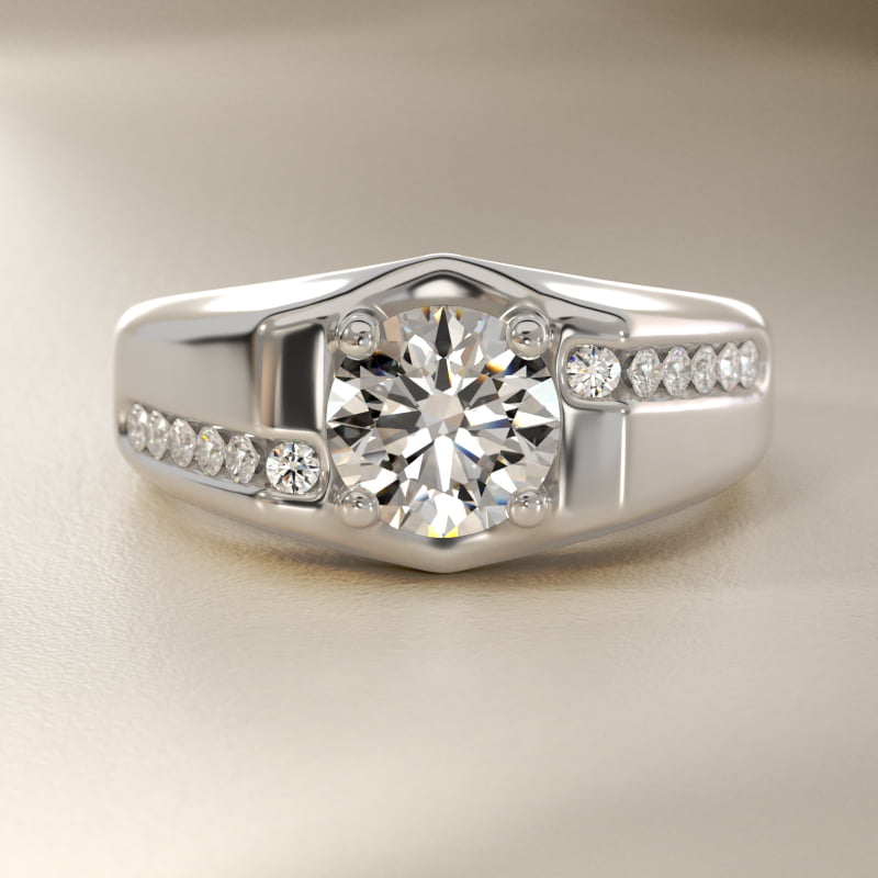 Men's Bypass Channel Diamond Engagement Ring in 14k White Gold (1/4 ct. tw.)