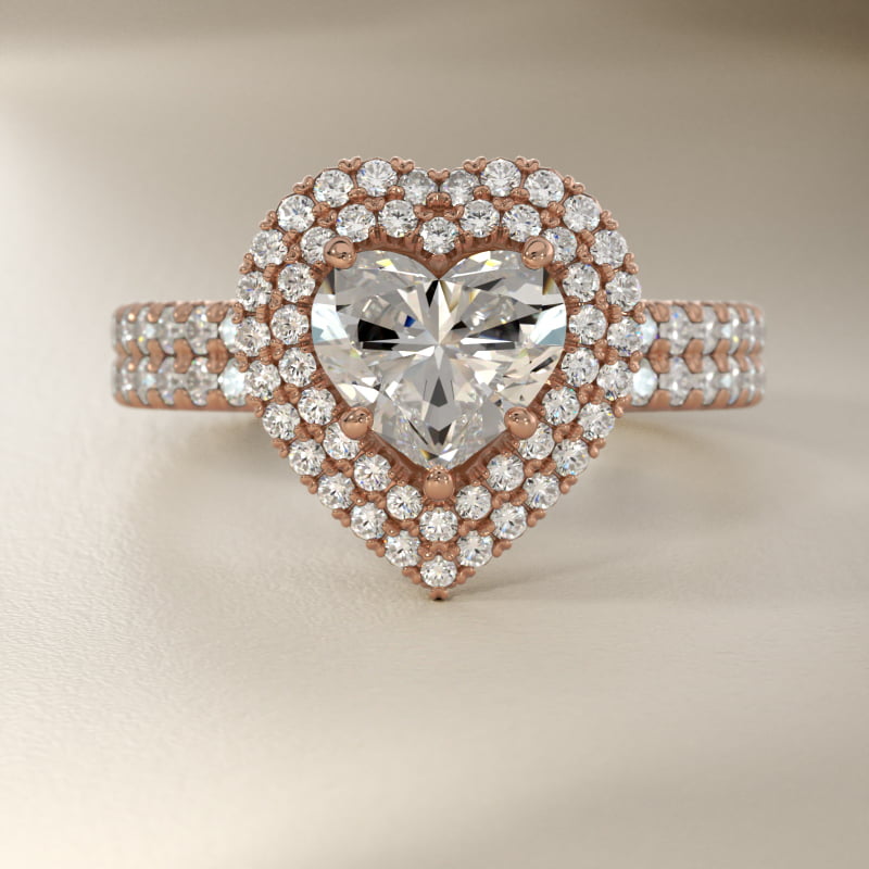 Blue Nile Studio Double Halo Gala Diamond Engagement Ring in 14k Rose Gold (7/8 ct. tw.)