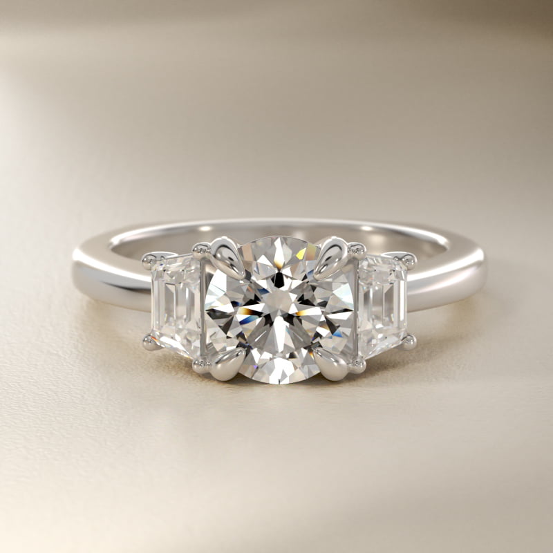 Bella Vaughan Trapezoid Three Stone Engagement Ring in 14K White Gold (5/8 ct. tw.)