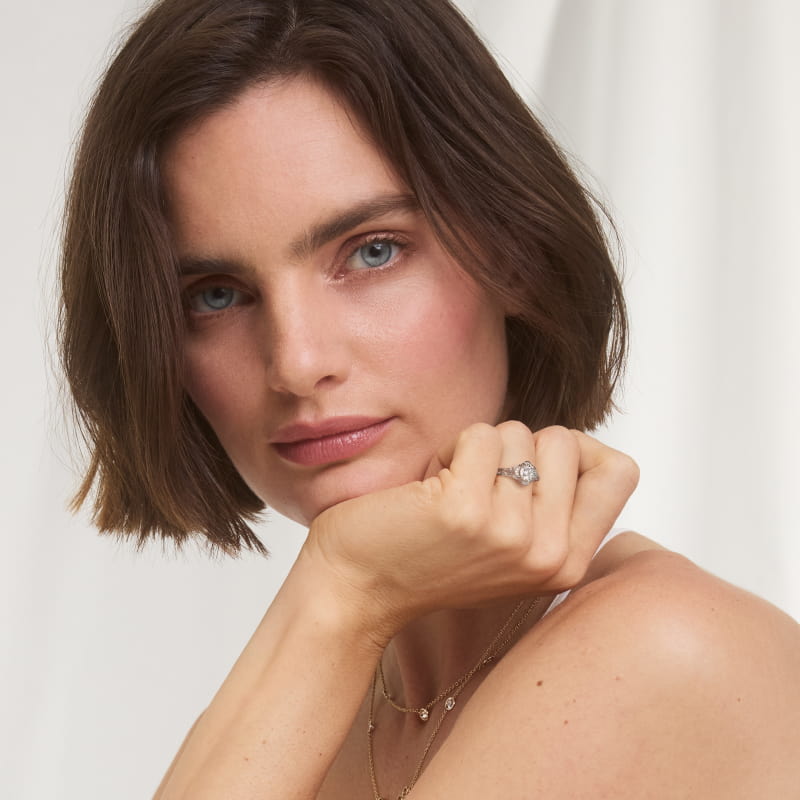 Diamond Filigree Vintage-Style Engagement Ring In Platinum