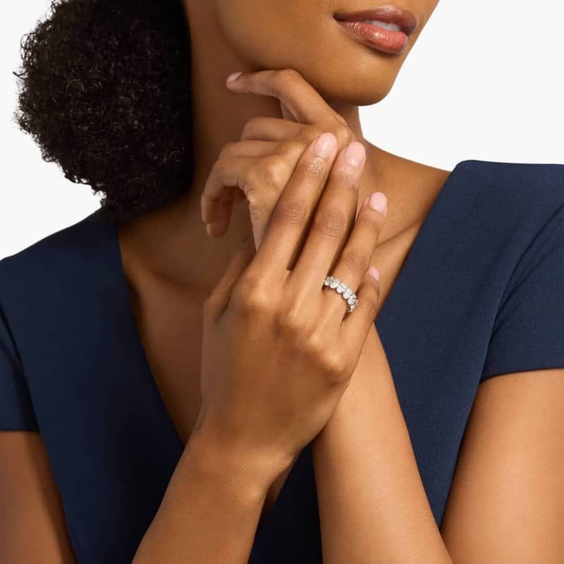 Oval Cut Lab-Grown Diamond Eternity Ring In 14K White Gold (6 Ct. tw. - F-G / VS2-SI1)