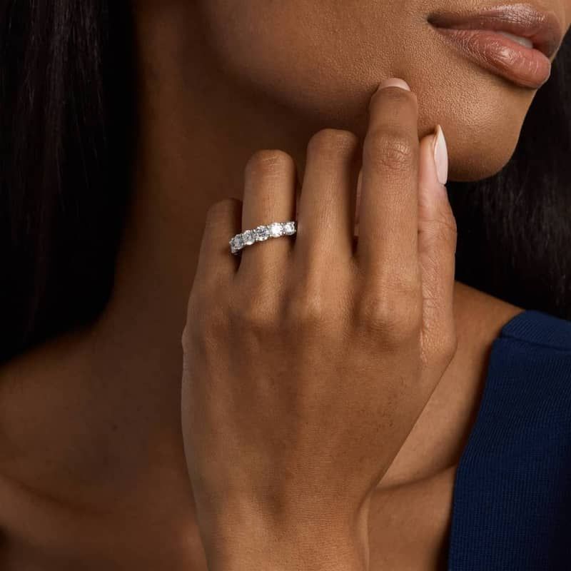 Low Dome Basket Lab-Grown Diamond Eternity Ring In 14K White Gold (5 Ct. tw. - F-G / VS2-SI1)