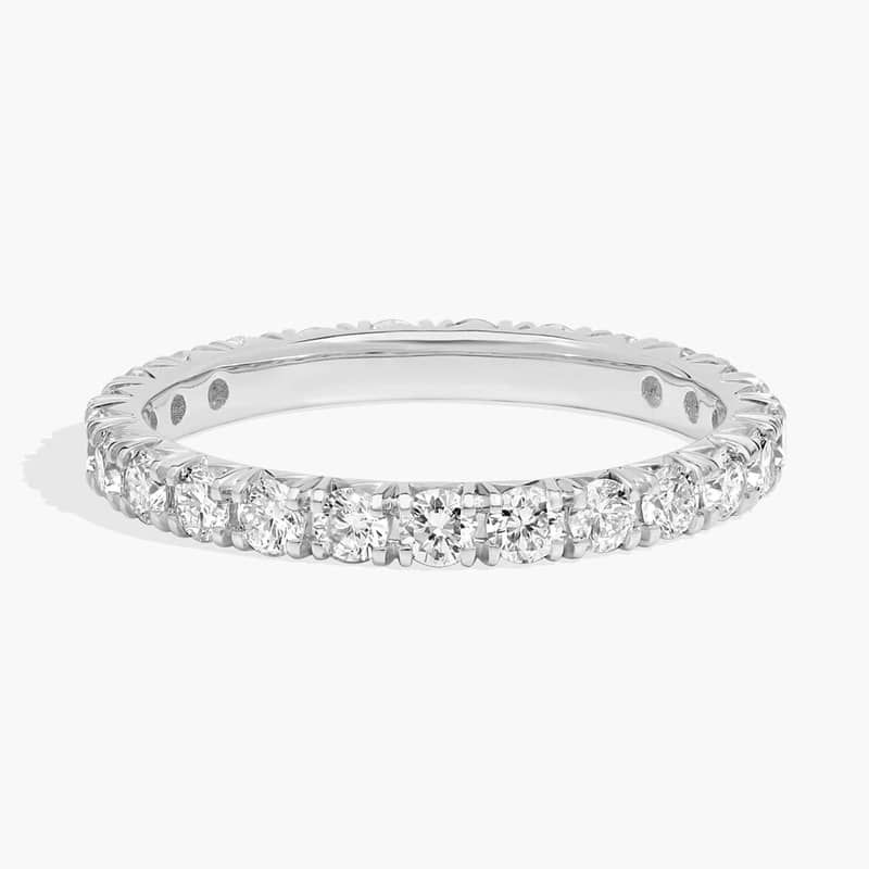 French Pavé Lab-Grown Diamond Eternity Ring In 14K White Gold (1 Ct. tw. - F-G / VS2-SI1)