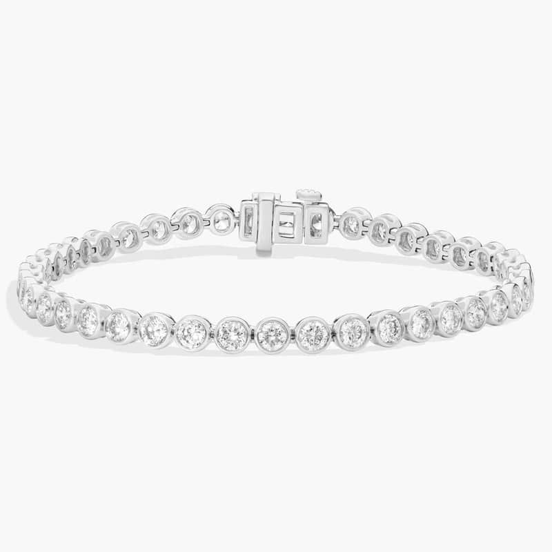 Bezel Tennis Bracelet With 5 CTW Round Lab-Grown Diamonds in 14K White Gold