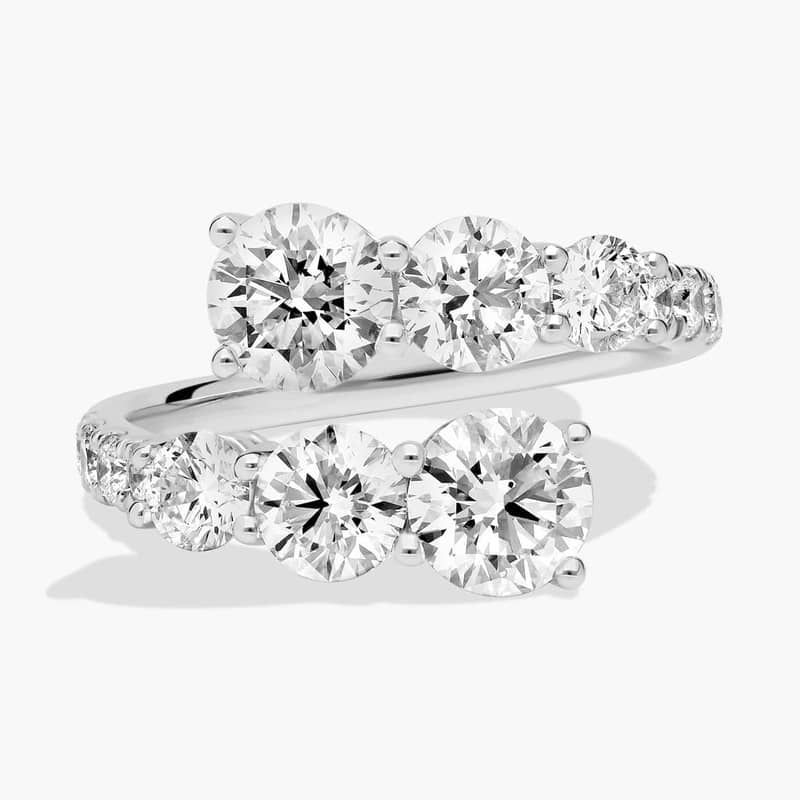 Lab Grown Diamond Round Crossover Ring In 14K White Gold (3 Ct. Tw.)